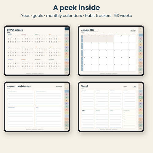 2027 Digital Planner for iPad & Tablet – Hyperlinked