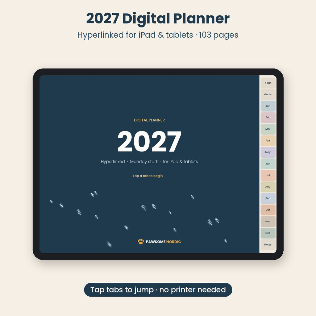 2027 Digital Planner for iPad & Tablet – Hyperlinked