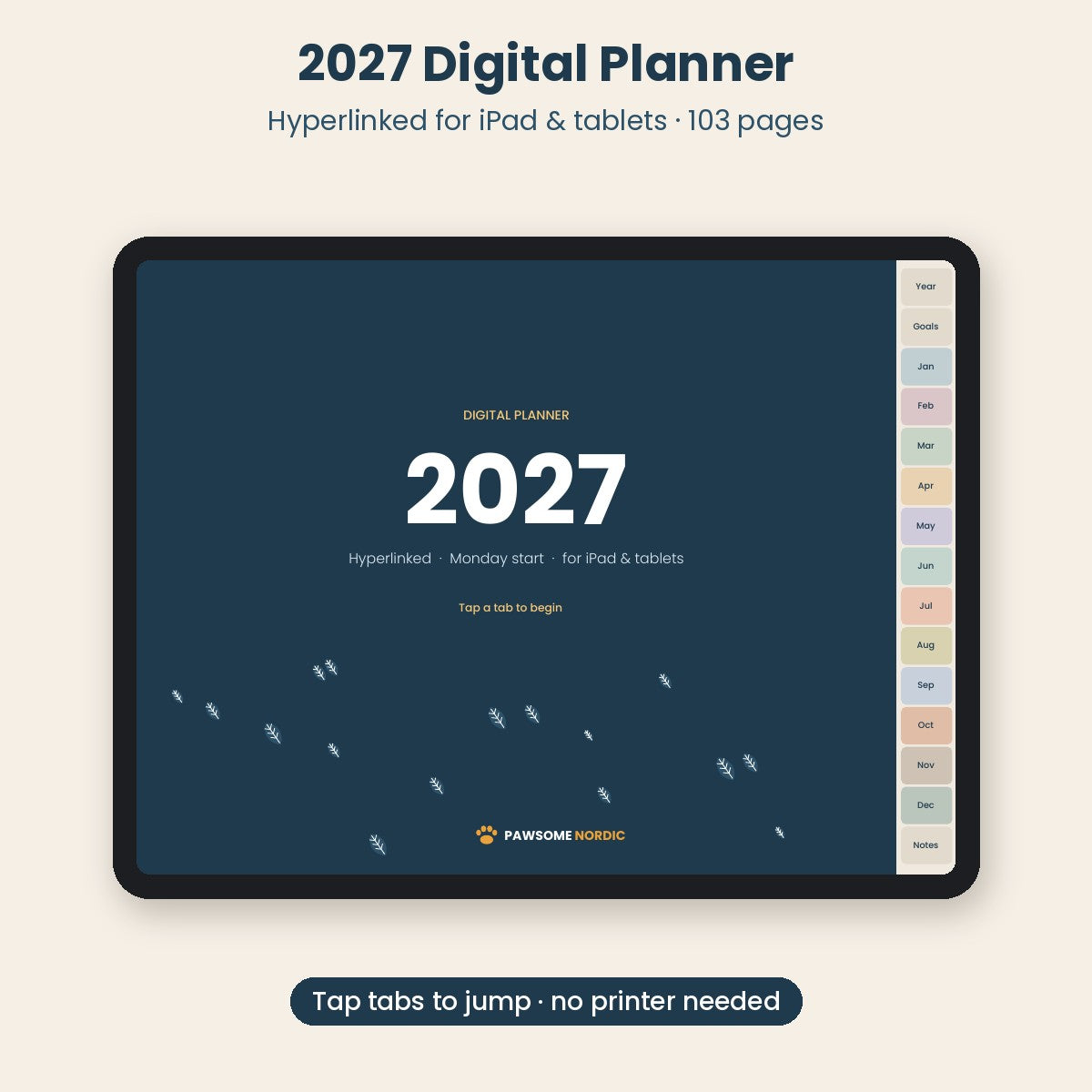 2027 Digital Planner for iPad & Tablet – Hyperlinked