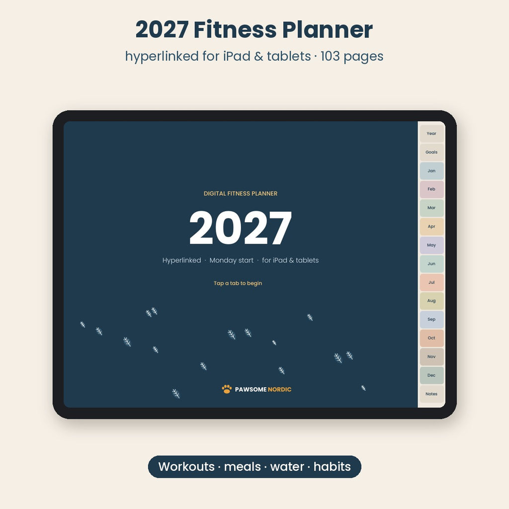 2027 Fitness Planner for iPad & Tablet – Hyperlinked