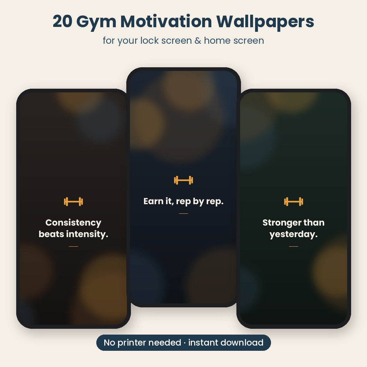 Gym Motivation Phone Wallpapers – 20 Pack