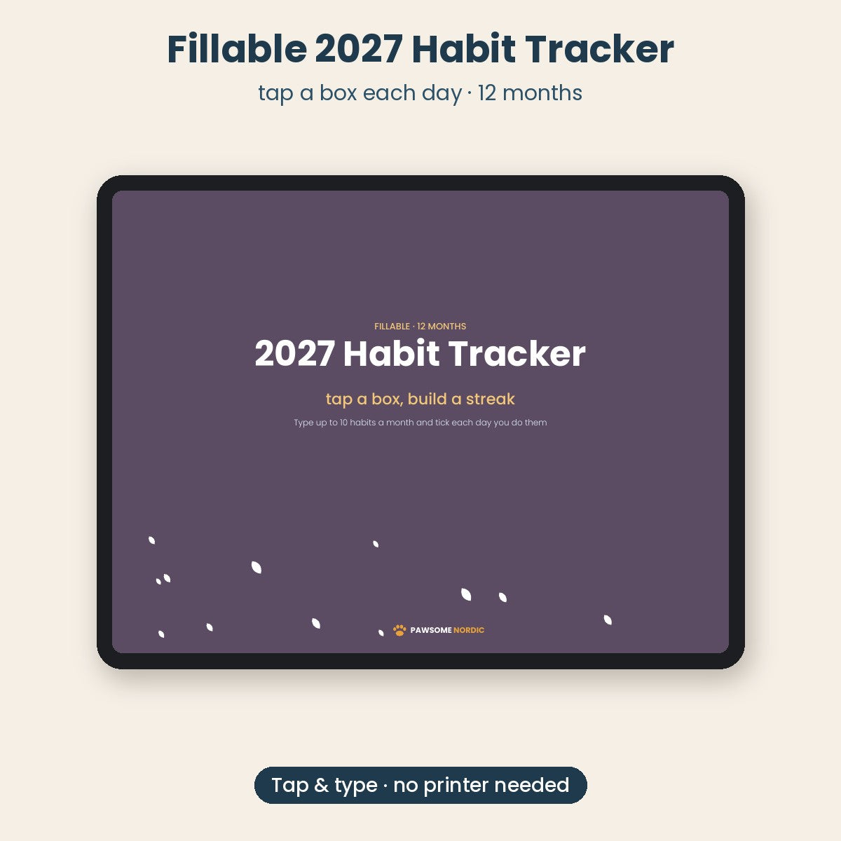 Fillable 2027 Habit Tracker – Tap to Tick