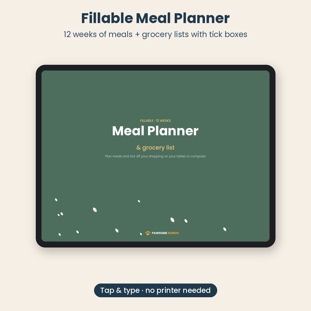 Fillable Meal Planner & Grocery List – 12 Weeks